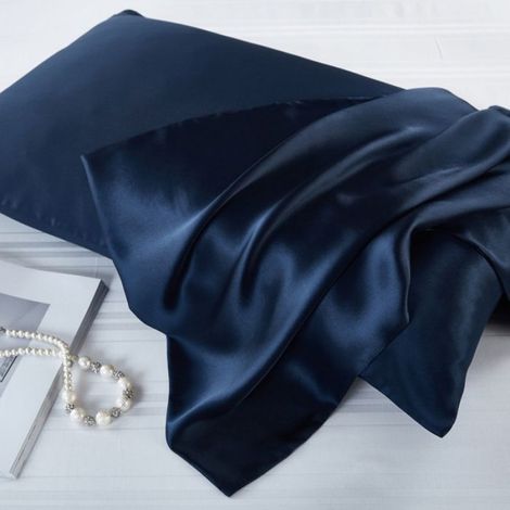 Taie D Oreiller En Soie De Murier - 600 Fils Au Pouce - 50 X 75 Cm - Bleu Marine - 1 Piece (1/5)