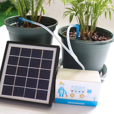 Kit d'arrosage goutte-à-goutte automatique intelligent solaire, programmateur d'arrosage jardin avec contrôleur (1/5)