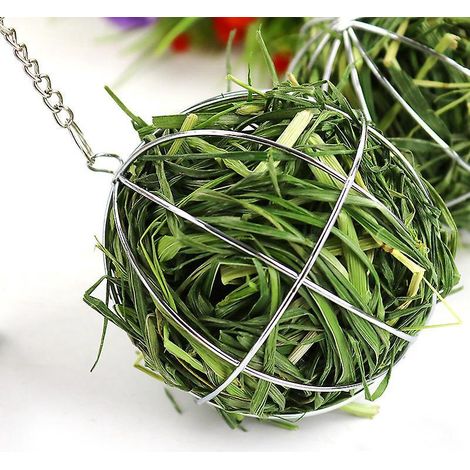 2pcs Pet Herbe Boule De Foin En Acier Inoxydable Pour Lapin Suspendu Distributeur De Balles Cadre D'herbe Pour Animaux De Compagnie Pour Petits An (1/5)