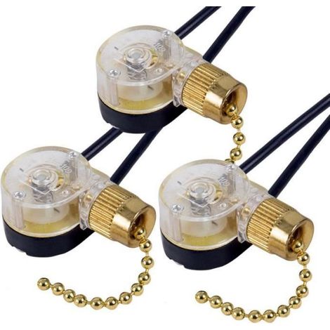 Interrupteur Ventilateur Plafond - Marche Arrêt - 6 A 125 VAC - 3 A 250 VAC - Pour Kit Éclairage Ventilateur à Chaîne - 3 Pièces