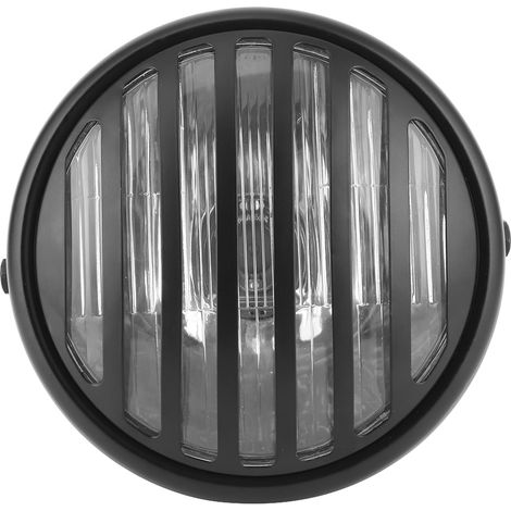 7in Phare Moto Rond Grille Protection Verre Transparent Ampoule Halogène 35W Style Rétro Motard (1/5)