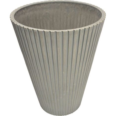 Vaso tondo piccolo a cono da esterno giardino in fibra di argilla Ø19x22 cm Erica -  Black