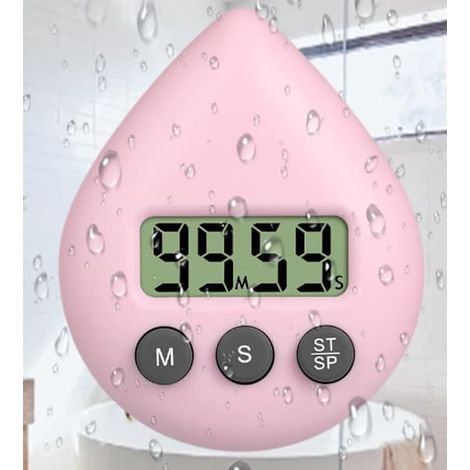 Minuteur numérique pour douche et cuisine, étanche, compte à rebours, fixation par ventouse, finition blanche.-AquaForge (1/5)