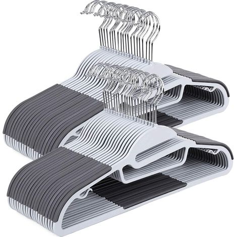 Set di 20 grucce in plastica strisce antiscivolo gancio girevole a 360° per giacche camicie sciarpe lunghezza 41 5 cm grigio 120000078