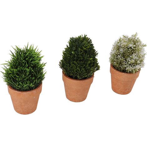 Lot 3 plantes artificielles en pot, petites plantes vertes en plastique pour décoration intérieure salon, salle de bain, chambre, bureau, étagère (1/5)