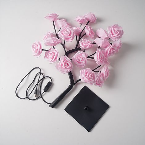 Abnehmbarer Kunststofffuß, USB-Schalter, LED-Simulationsrosen-Dekorations-Nachtlicht (1/5)