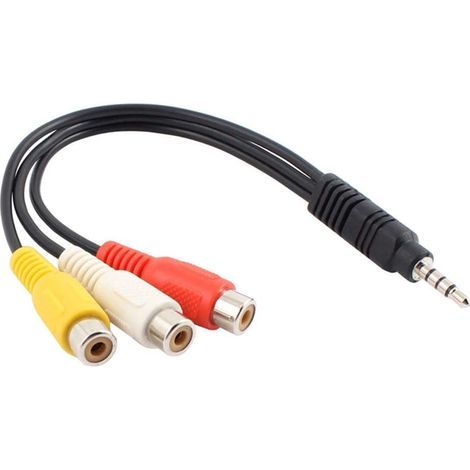 P13S Câble adaptateur jack 3,5 mm vers 3 RCA RCA 30 cm, fiche jack 3,5 mm vers 3 prises RCA femelles pour TV, DVD, MP3, PC, caméscope (1/5)