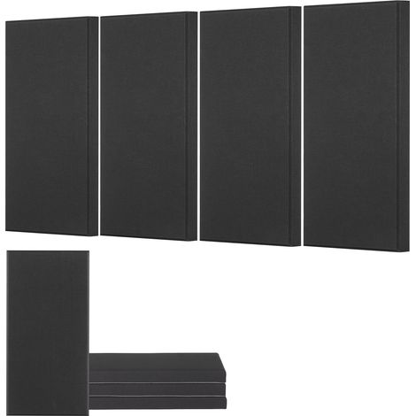 Panneau Acoustique Mural Autocollant, Lot de 4, Panneaux Insonorisants Muraux en Fibre de Verre 60x30x5 cm, Isolation Phonique pour Maison, Home Cinéma, Studio, Bureau, Salle de Réunion, Noir (1/5)