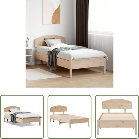 Bois de pin - Cadre de lit sans matelas 75x190 cm bois de pin massif (1/5)