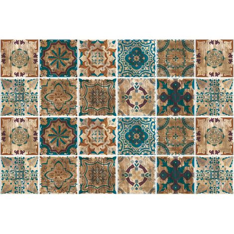 Carrelage Adhésif - 20x20 cm - Style Industriel Brique - Auto-Adhésif PVC - Pour Cuisine Salle de Bain Credence - 24 Pièces