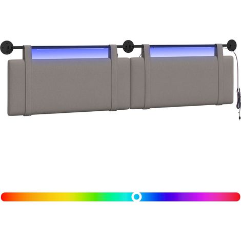 Hängendes Kopfteil Mit LED Licht Taupe Stoff vidaXL