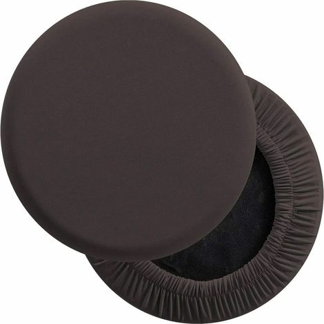Lot de 2 housses extensibles et lavables pour tabouret de bar rond de 30 à 35 cm de diamètre, couleur marron clair.