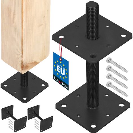 KOTARBAU® Ancoraggio regolabile in acciaio a vite per pali di gazebo e tettoie, filettatura M24, colore antracite, 160 x 252 mm, set da 2 pezzi