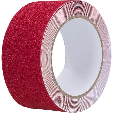Ruban antidérapant extérieur haute friction adhésif abrasif sécurité 5 mètres rouge (1/5)