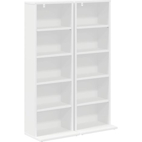Meuble CD 2 pc Blanc 33 x 23,5 x 97,5 cm Bois d'ingénierie vidaXL (1/5)