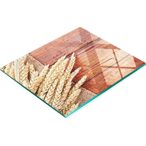 Tablero decorativo multifuncional de vidrio templado con dise帽o de espigas de trigo, 60x52 cm.