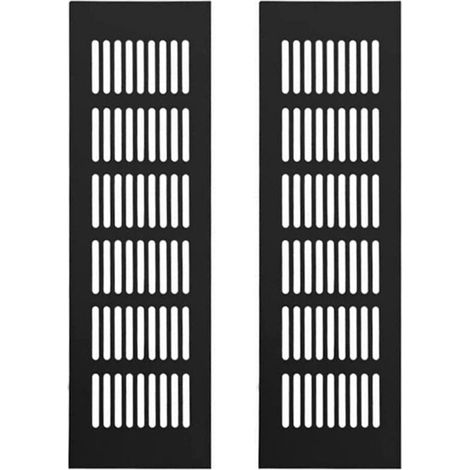 Grille aération VMC en aluminium noir – Lot de 2 pièces 250mm x 80mm – Résistante à la corrosion – Pour armoires et meubles - NOIR 250 X (1/5)