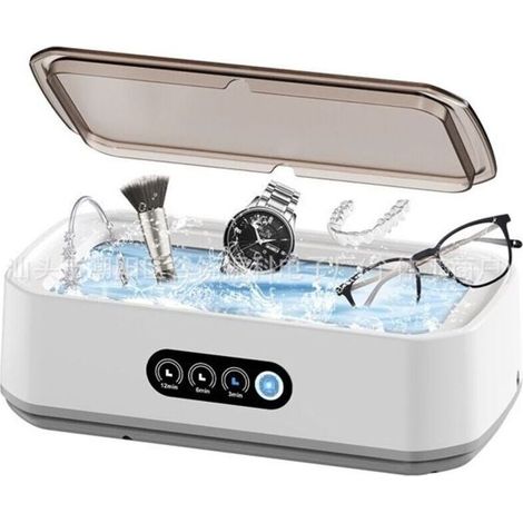 Nettoyeur Ultrasons - 650 ml - 49000 Hz - 3 Durées de Nettoyage - Pour Lunettes Bijoux Montres Prothèses Dentaires - Usage Domestique et Professionnel (1/4)
