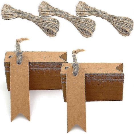 200 étiquettes cadeaux en papier kraft avec ficelle, idéales pour les mariages, les anniversaires, Noël et autres occasions.
