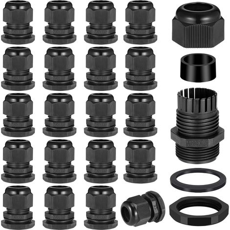 20Pcs Presse-étoupes M20, Presse-étoupe IP68, Passe Cable Etanche Gris pour Extérieur, Jardin, Boîte de Commutation, Boîte de Jonction (1/5)