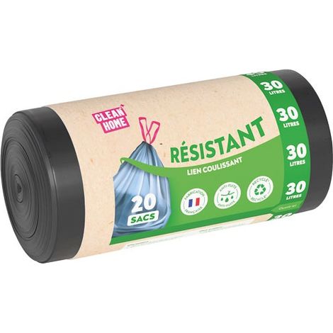 Sac Poubelle 30l Lien Coulissant Noir Fermeture Facile Et Hygiénique - Sphere Distribution