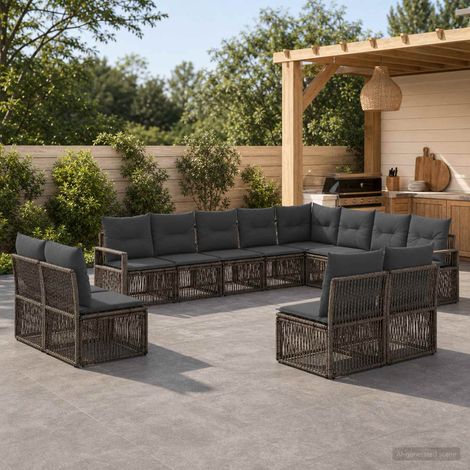 Set Divano da Giardino 12 pcs Grigio polyrattan vidaXL (1/5)