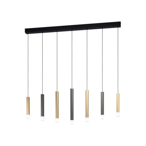 Eglo Iluminación Lámpara colgante LED Estanterios 7 luces minimalista negro y dorado IP20 3000K (1/3)