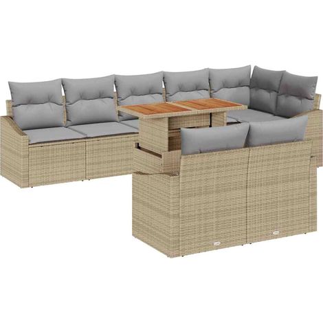 Garden Sofa Set with Cushion Manual 9 pcs Beige and Grey vidaXL (1/5)