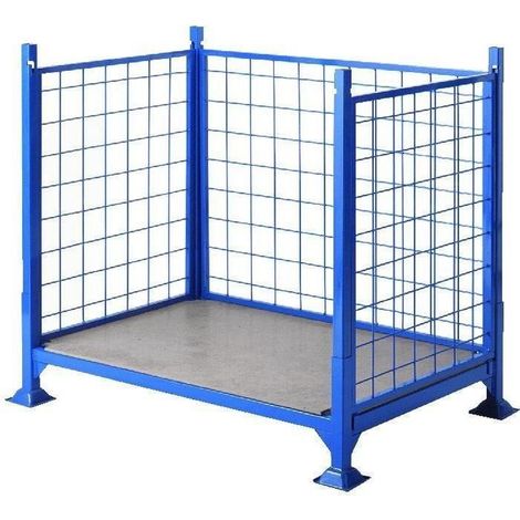 PROVOST - Palette acier à ridelles grillagées 1200 x 800 x 900 mm - Bleu RAL 5019