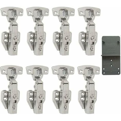Charnière pour meuble 110 Degré Complètement Recouvrante Charnieres avec Amortisseur Intégré Mécanisme de Fermeture Automatique Charnière pour Armoires de Porte Cuisine Lot de 8 (1/4)