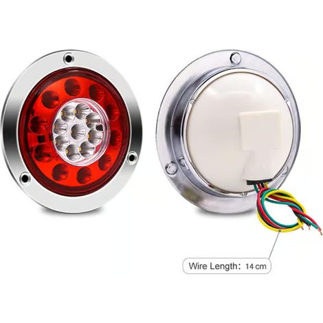 Feux arrière ronds à 19 LED compatibles avec camions, 4 clignotants bicolores étanches 12 V 24 V