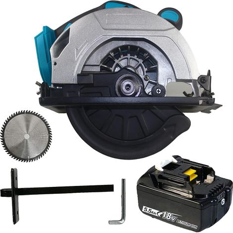 Akku-Kreissäge, 1500W, 185mm, 5000RPM, bürstenlos, Schnitttiefe 60mm (90º), 40mm (45º), kompatibel mit Makita 18V Akku, für Holz 1x5500mAh Akkus (Ladegerät nicht im Lieferumfang enthalten)