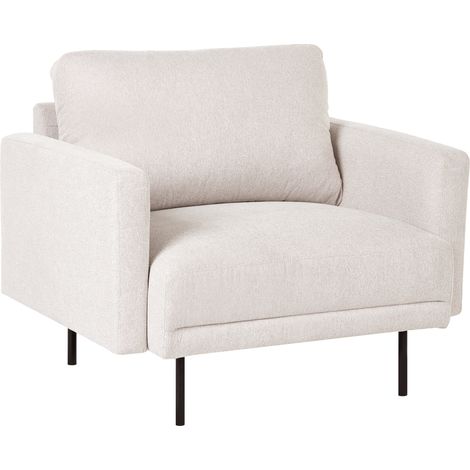 Sillón moderno tapizado patas de metal tejido repelente al agua respaldo acolchado beige claro Breda (1/5)