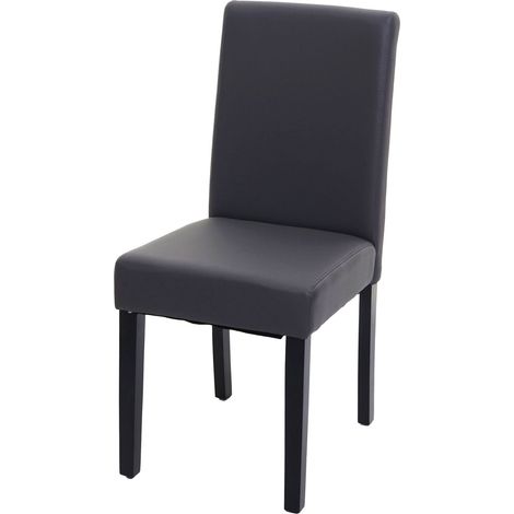 Silla de comedor Littau, silla de cocina, polipiel, gris mate, patas oscuras