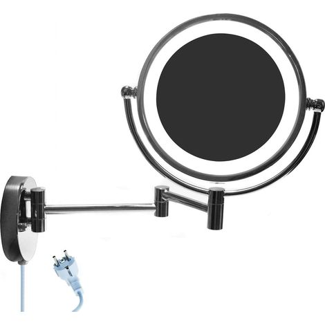 8,5 Pouces LED Miroir cosmétique Mural Grossissant x7 Lumineux Extension Pliant - Double Face avec Normale et Grossissant x7-360 degrés Rotation, KXD3129-7x (1/5)