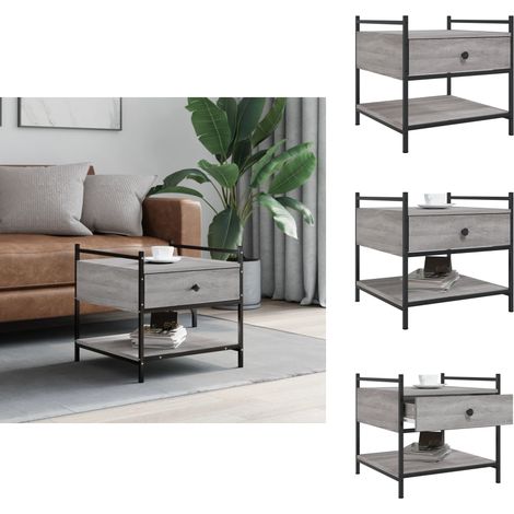 Table basse sonoma gris 50x50x50 cm bois d'ingénierie - Table Basse - Meuble Salon - Table D'appoint - Table Ronde - Design Moderne (1/5)