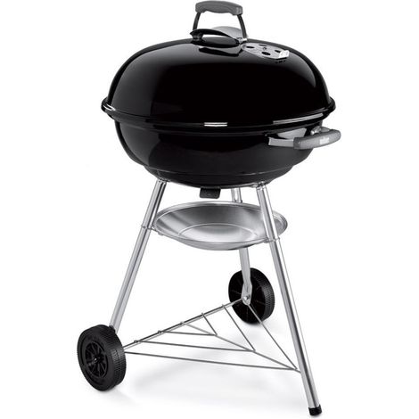 Barbecue a charbon - Weber - Compact Kettle - Ø57 cm - Acier émaillé - Clapet d'aération - 9 couverts - Noir