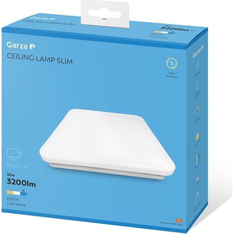 PLAFON CUADRADO 36W 3200LM 6500K 48X48X8 CM ABS BLANCO (1/2)