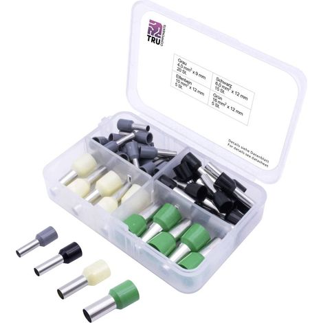 Assortiment d'embouts simples TRU COMPONENTS 4 mm² partiellement isolé gris, noir, jaune, vert 45 pc(s) (1/2)