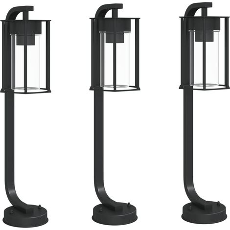 Lampadaire,Lampe sur pieds d'extérieur 3 pcs noir 60 cm acier inoxydable CFW206883 (1/5)