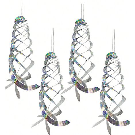 1 réflecteur en spirale répulsif contre les oiseaux, dispositif répulsif réfléchissant suspendu 40x13 cm pour jardin, maison, piscine (1/5)