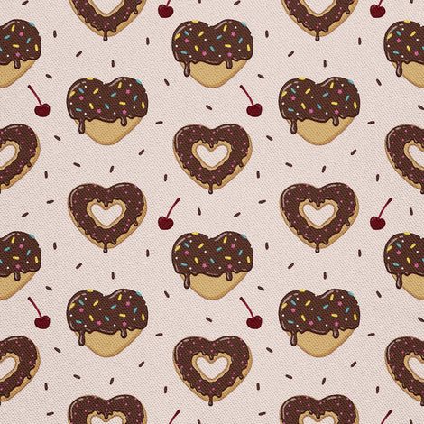Tela decorativa Oxford para exteriores con estampado de corazones y glaseado de chocolate. (1/5)