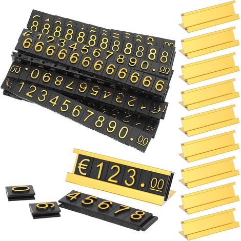 16 Ensembles Cubes Affichage de Prix Réglables pour Bijoux avec Chiffres et Lettres Dorés Présentoir Compact pour Boutique et Comptoir Étiquettes Prix Ajustables pour Commerce de (1/5)
