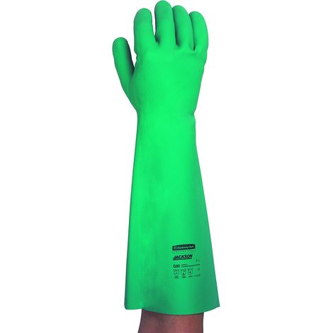Kimberly Clark 25624 Jackson Safety G80 nitrile Chemical Resistant guanti con polsino lungo, nominale paia, 45 cm, verde (confezione da 12)