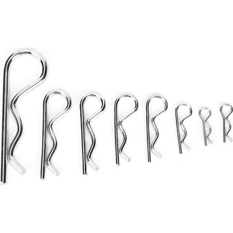 Lot de 125 goupilles en acier carbone anti-corrosion, clips en R pour axe, kit de broches de sécurité résistantes à la rouille (1/3)