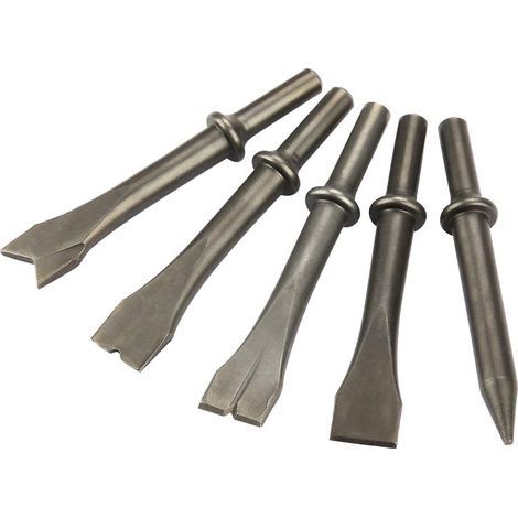 5Pcs Marteau Burin Pneumatique, Ciseau à Marteau Pneumatique, Marteau Pneumatique Fixé 150/190/250 Marteau à Air pour abattre la maçonnerie et le béton (1/5)