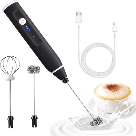 Frother À Lait Électrique - Double Fouet - Rechargeable USB - Pour Café Latte Cappuccino Œufs - 2 En 1 - 3 Vitesses - 1 Pièce (1/5)