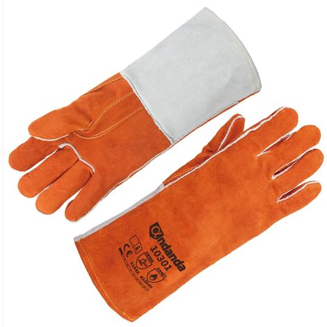 Gants de soudage Zolginah, gants de protection en cuir et aramide, résistants à la chaleur, anti-abrasion, pour travaux de bricolage et soudure, gants de travail robustes, lot de 1 paire (1/5)
