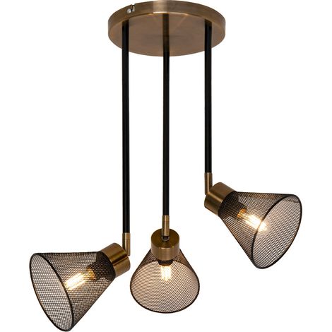 Suspension moderne Garvin 52cm 3 abats jours métal noir compatible LED (1/4)