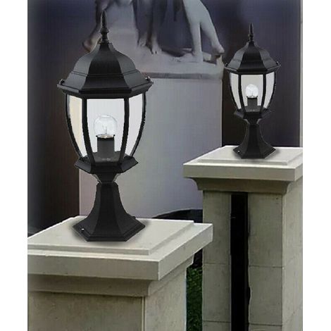 Lanterne De Jardin 48cm Verre E27 Lumière Extérieure Aluminium Es45 Noir (1/2)